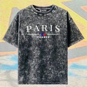 Paris France Minimalist Graphic T-Shirt - Men's Vintage Black Acid Wash Premium T-shirt