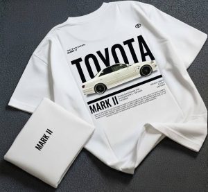 Toyota Mark II JDM Automotive Graphic T-Shirt - Men's Premium White Oversized Drop Shoulder Cotton Tee