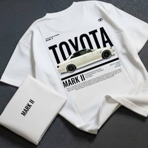 Toyota Mark II JDM Automotive Graphic T-Shirt - Men's Premium White Oversized Drop Shoulder Cotton Tee